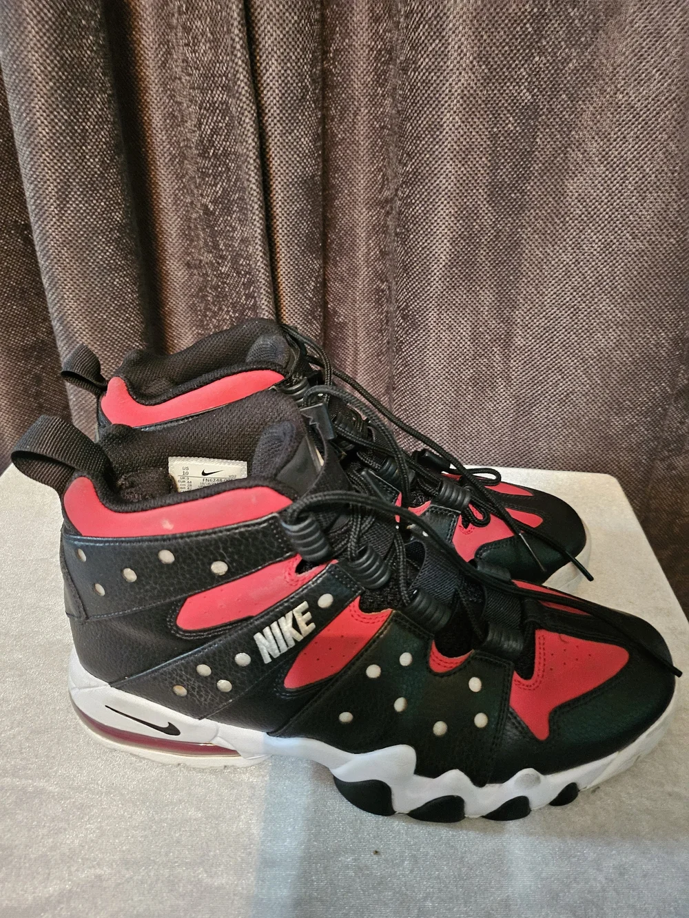 Men's Nike Air Max 2 CB 94 Black, White and Red High-Top Sneakers